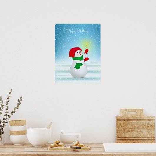 Poster met Kerstmis Snowman (Keuken)