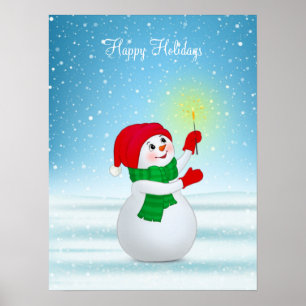 Poster met Kerstmis Snowman