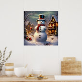 Poster met Kerstmis Snowman (Keuken)