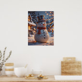 Poster met Kerstmis Snowman (Keuken)