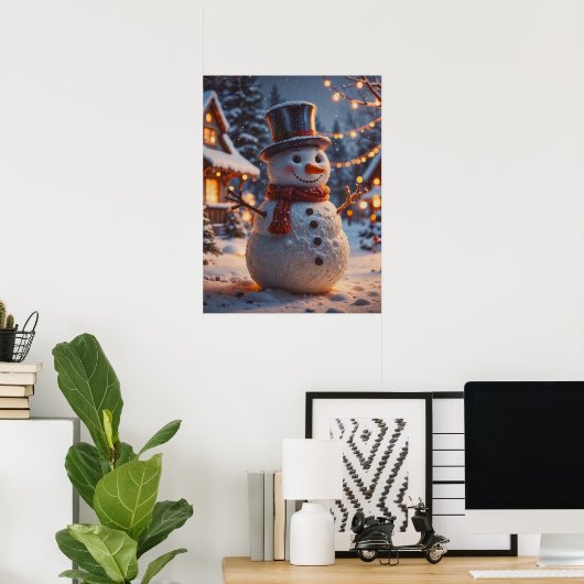 Poster met Kerstmis Snowman (Thuiskantoor)