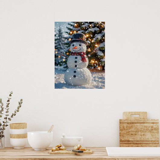 Poster met Kerstmis Snowman (Keuken)