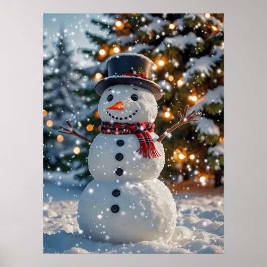 Poster met Kerstmis Snowman (Voorkant)