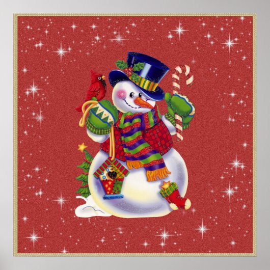 Poster met Kerstmis Snowman (Voorkant)
