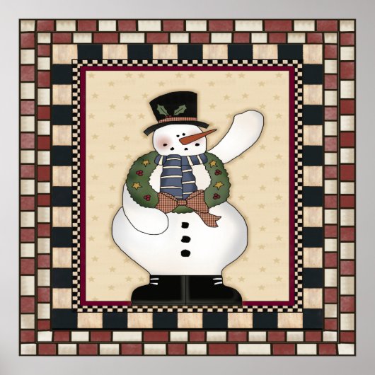 Poster met Kerstmis Snowman (Voorkant)