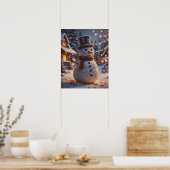 Poster met Kerstmis Snowman (Keuken)