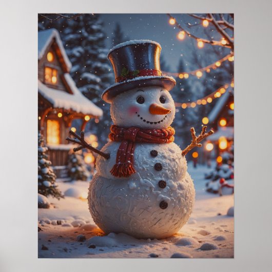 Poster met Kerstmis Snowman (Voorkant)