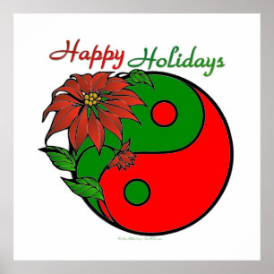 Poster met Kerstmis Yin Yang Poinsettia