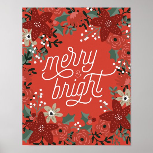 Poster met kerstpoinsettia (Voorkant)