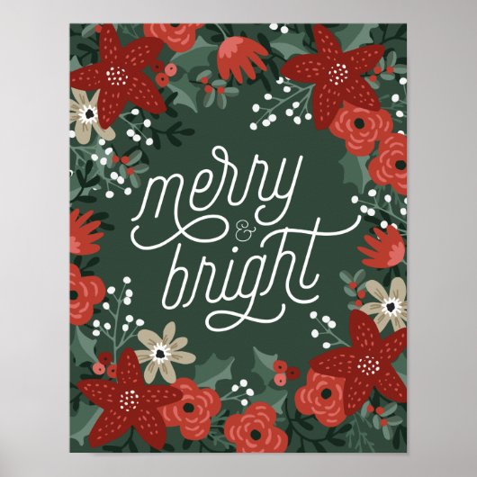 Poster met kerstpoinsettia (Voorkant)