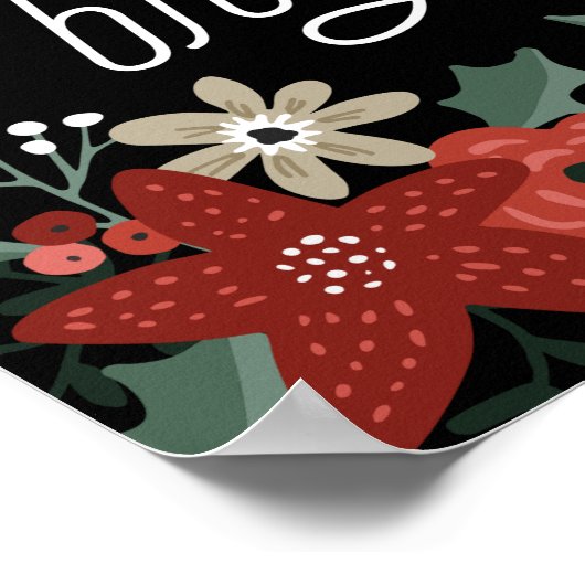 Poster met kerstpoinsettia (Hoek)