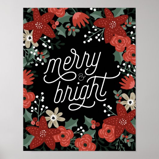 Poster met kerstpoinsettia (Voorkant)