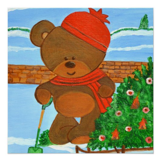 Poster met kerstTeddy (Voorkant)