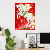 Poster met kerstunicorn (Thuiskantoor)