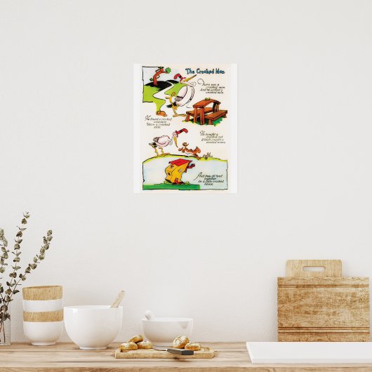 Poster met kinderliedje "Crooked Man" (Keuken)