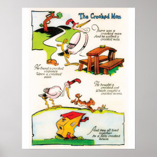 Poster met kinderliedje "Crooked Man"