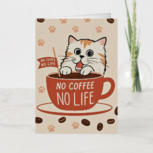 Poster met kleine kattenpootafdrukken en koffiebon folie wenskaart