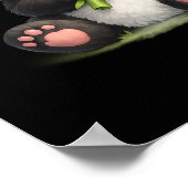 Poster met knuffel baby panda die bamboe eet (Hoek)