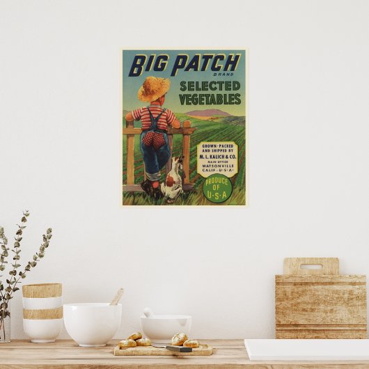 Poster met  label van Country Boy and Dog (Keuken)