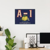 Poster met  Lemon Crate Label Print (Thuiskantoor)