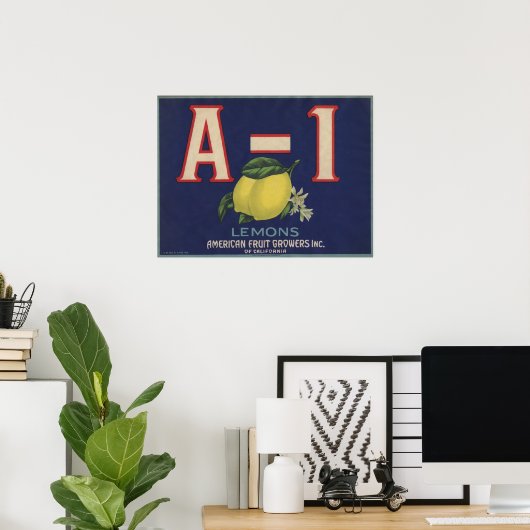 Poster met  Lemon Crate Label Print (Thuiskantoor)