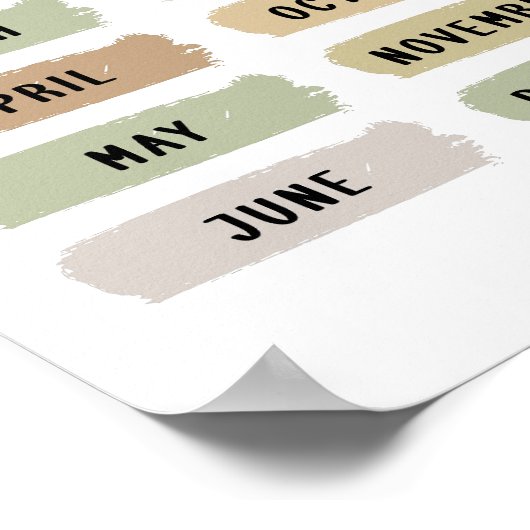 Poster met maanden van het jaar – aardetinten (Hoek)