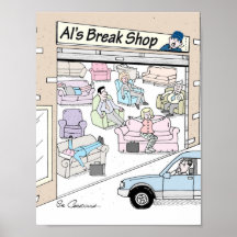 Poster met mechanische Cartoon van Sal Caradonna