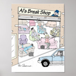 Poster met mechanische Cartoon van Sal Caradonna