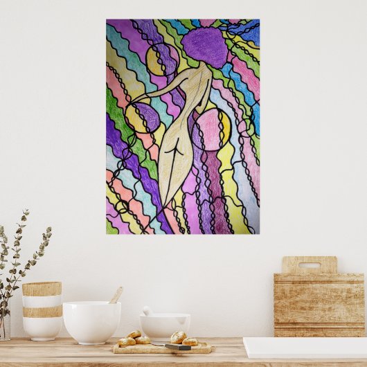 Poster met meerkleurige wind (Keuken)