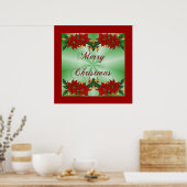 Poster met Merry kerst Poinsettia (Keuken)
