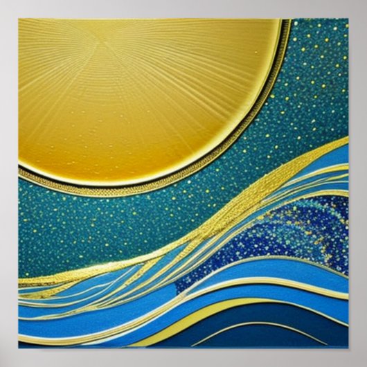 Poster met moon en golven (Voorkant)