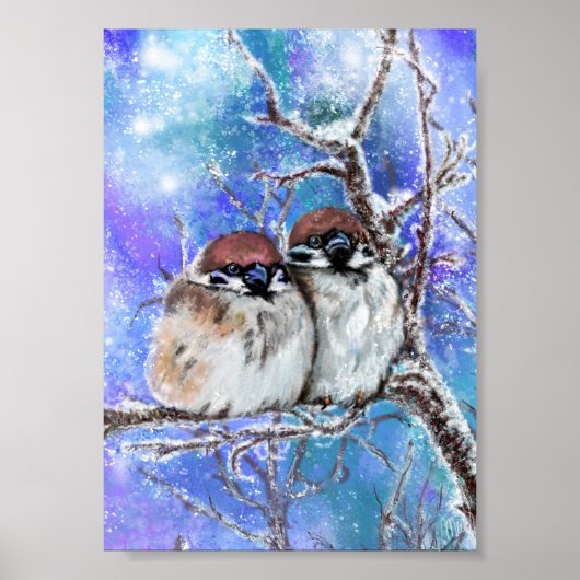 Poster met Muskus Paar in Winter (Voorkant)
