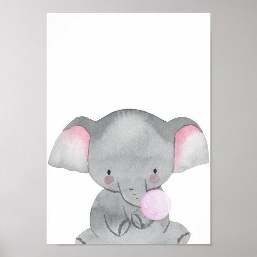 Poster met olifant die kauwgom kauwt Snoep Kinderk (Voorkant)
