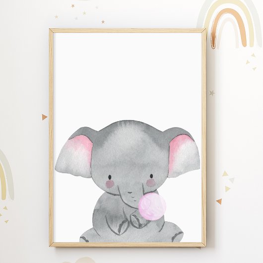 Poster met olifant die kauwgom kauwt Snoep Kinderk