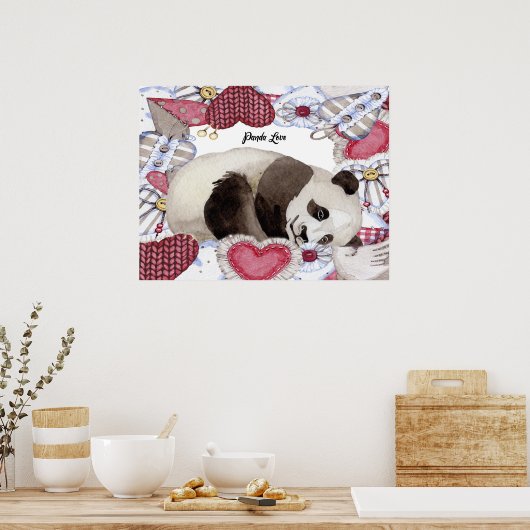 Poster met Panda Resting, Heart Lijst (Keuken)
