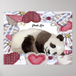 Poster met Panda Resting, Heart Lijst