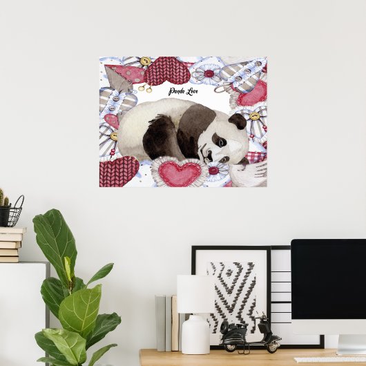 Poster met Panda Resting, Heart Lijst (Thuiskantoor)