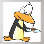 Poster met pinguïn met een cupcake (Voorkant)