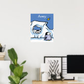 Poster met pinguïnkuiken dat verstoppertje speelt (Thuiskantoor)