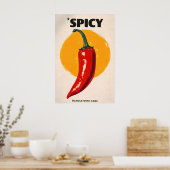 Poster met pittige chilipeper, Retro keukenmuurdec (Keuken)