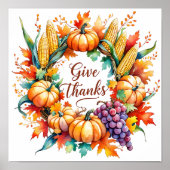 Poster met pompoen en maïskrans (Voorkant)