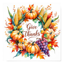 Poster met pompoen en maïskrans