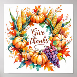 Poster met pompoen en maïskrans