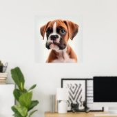 Poster met portret van een moppige Boxer-hond (Thuiskantoor)