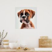 Poster met portret van een moppige Boxer-hond (Keuken)