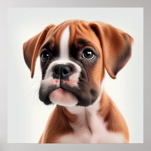 Poster met portret van een moppige Boxer-hond (Voorkant)
