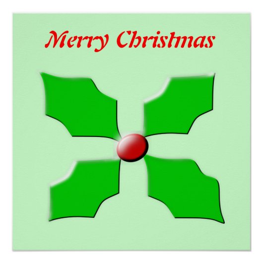 Poster met prettige kerst Holly (Voorkant)