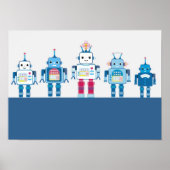Poster met robots en blauw robots (Voorkant)