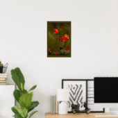 Poster met rode bladeren en takken (Thuiskantoor)