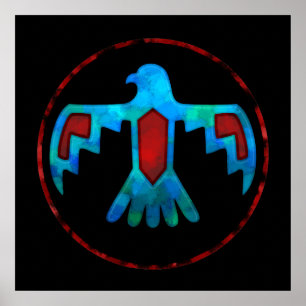 Poster met rode en blauwe ondervoed